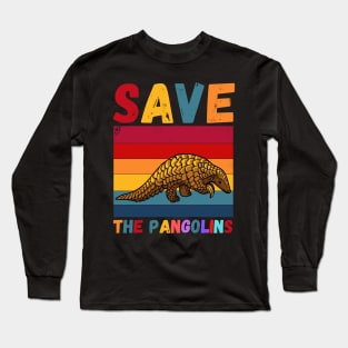 Save The Pangolins, Cute retro pangolin Long Sleeve T-Shirt